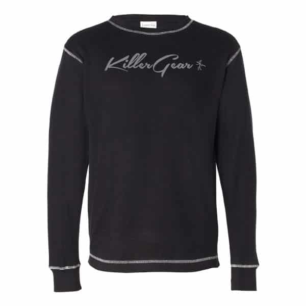 Black Long sleeve crew neck KillerGear thermal with text and logo 1