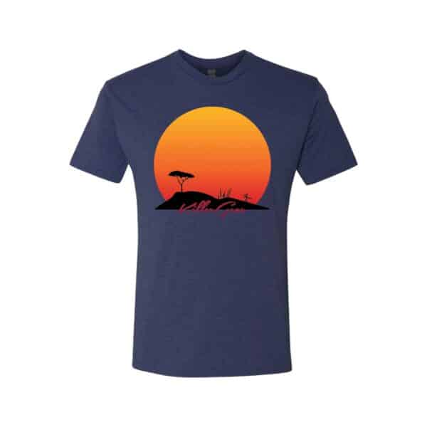 Super Soft Blue T-Shirt with KillerGear African Sunset Design 1